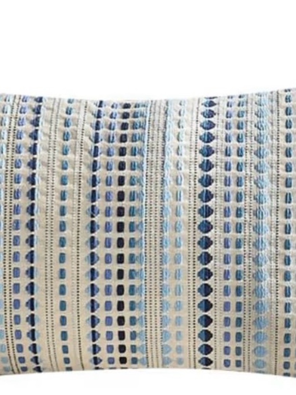 Coastal Blue Striped Embroidered Accent Pillow - Unbranded
